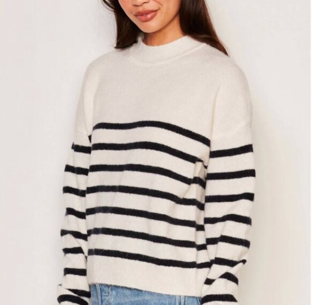 Bailey 44 Navy Blue White Striped Sweater MEDIUM Nautical Oversized Long $128